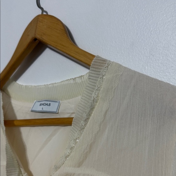 Rihoas Cream Pearl Button-Up Lux Blouse - Picture 5 of 12